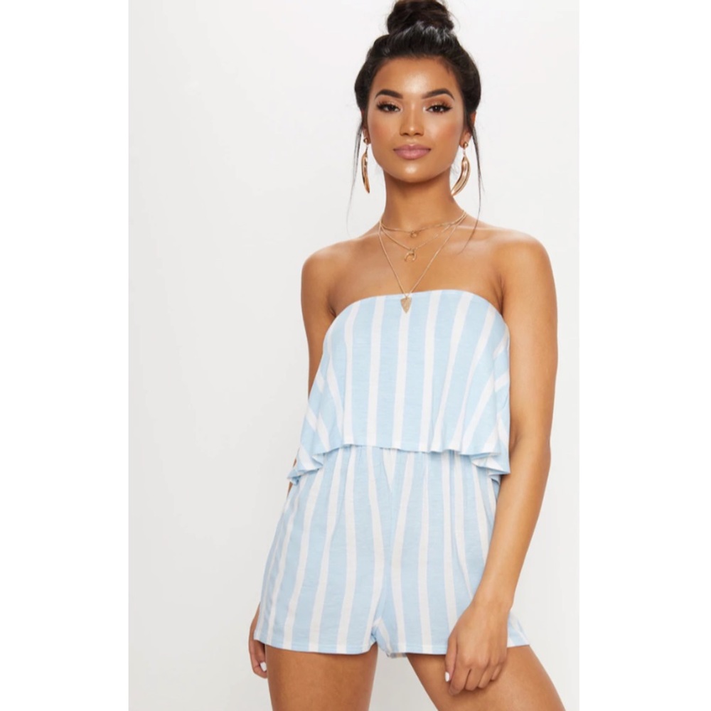 Striped Bandeau Layered Romper